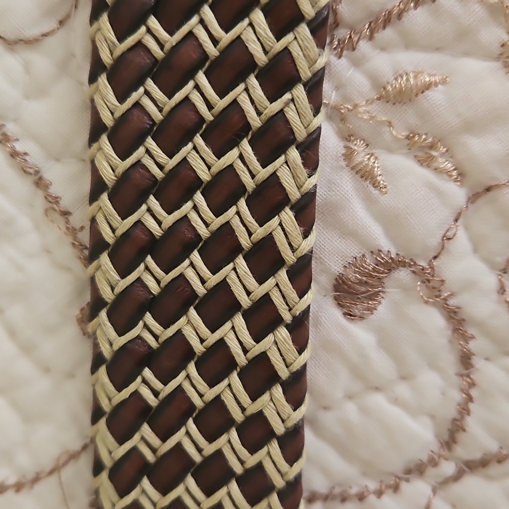 Vintage Genuine Leather Men's Belt With Cord Braids Size 34 - Picture 6 of 12